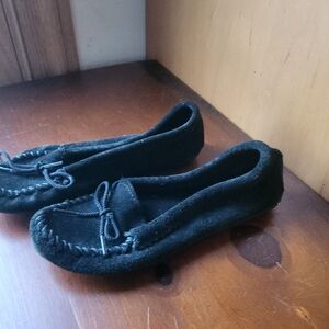 Black Moccasins by MINNETONKA